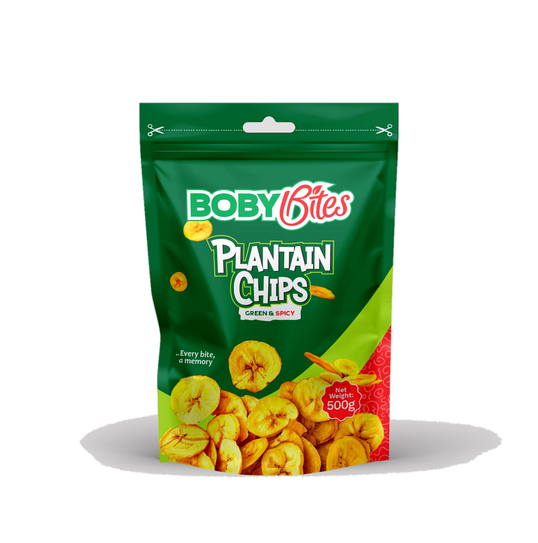Boby Bites Green & Spicy Plantain Chips, 500g pack