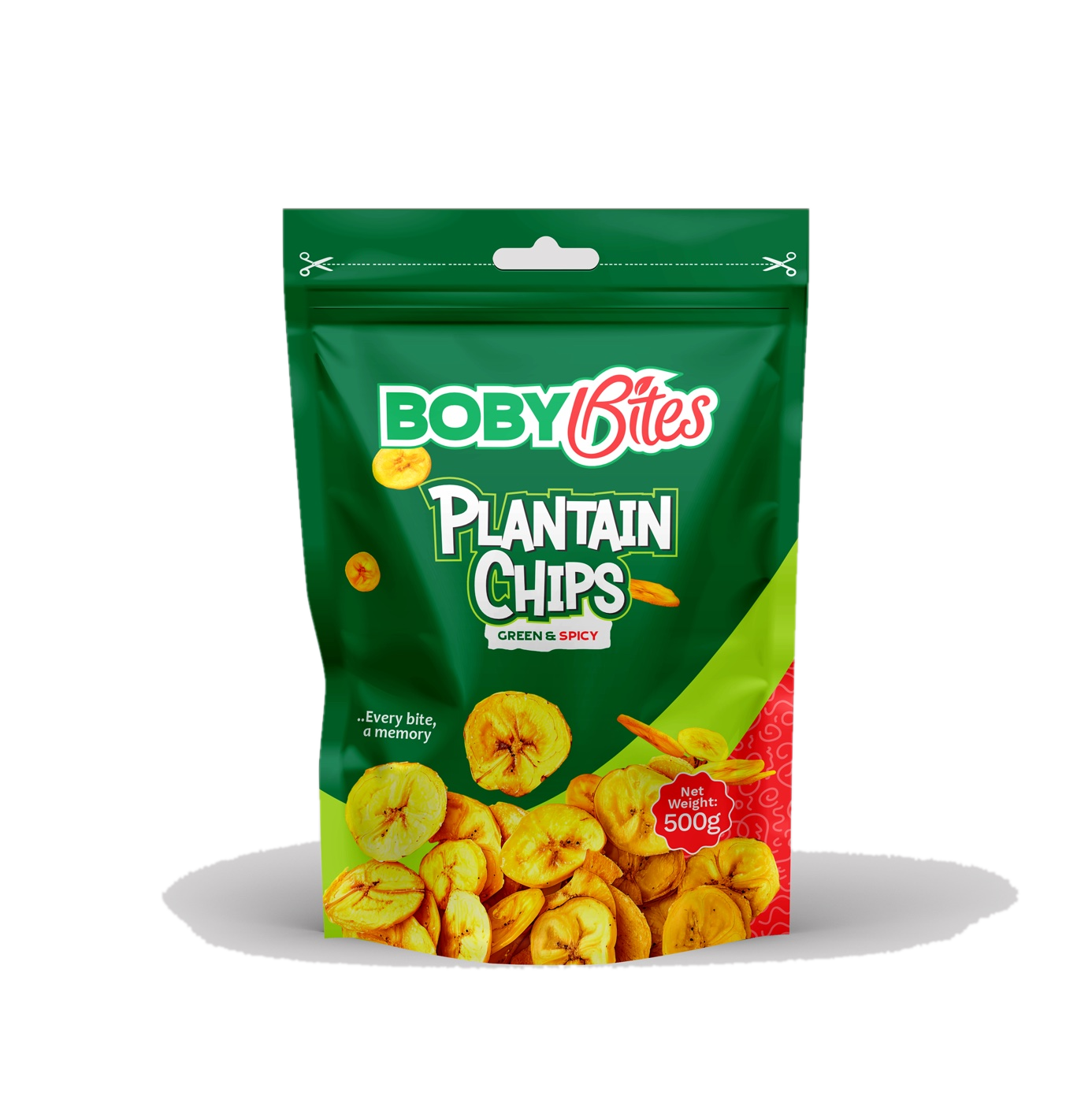 Boby Bites Green & Spicy Plantain Chips, 500g pack